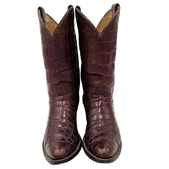 Vintage Justin 8880 Exotic Men's 10.5 Brown Full Alligator Cowboy Western Boots - Picture 13 of 16